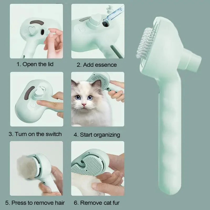 Steamy Pet Brush – Shedding Comb with Water Tank