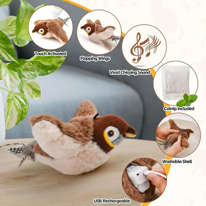 Flapping Bird Cat Toy – Rechargeable & Touch-Activated